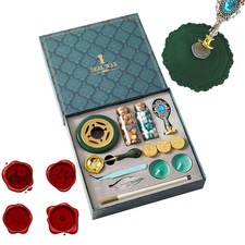 Wax Seal Kit with Gift Box, 4 Sealing Wax Stamps with Seal Beads, Demold Mat, St