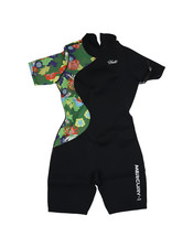 Hevto Wetsuits Shorty Womens Large Black Green Floral Mercury 1 Swim Surf XL