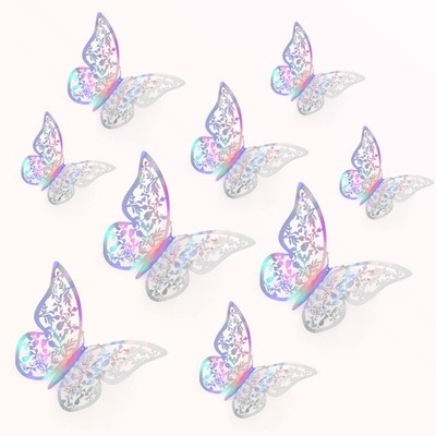 Realjoy 36 Stück 3D Schmetterling Wandsticker 3 Größen 12 cm, 10 cm, 8 cm, bunt 