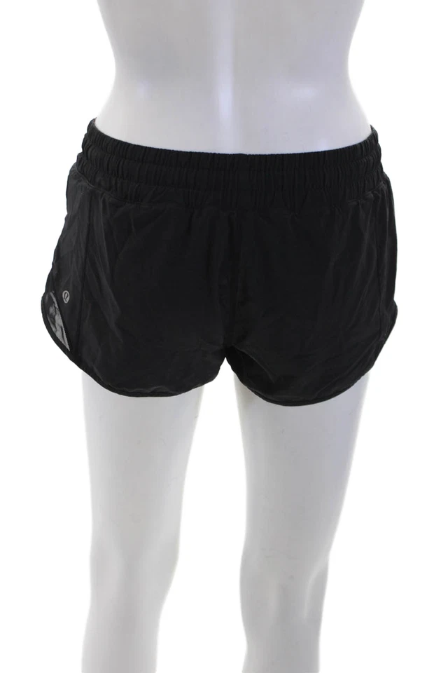 Mini Pantalones Cortos Deportivos Lululemon Mujer Cintura Elástica Sólida Negros Talla 4 Foto 3 de 4