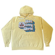 Disney Walt Disney World Retro Rainbow Yellow Hoodie Adult Size Medium