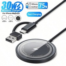 30W Magnetic Wireless Charger USB-C Fast Charging Pad for Smartphones