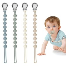 Silicone Binky Holder for Pacifiers, Baby Newborn Essentials 4-Pack