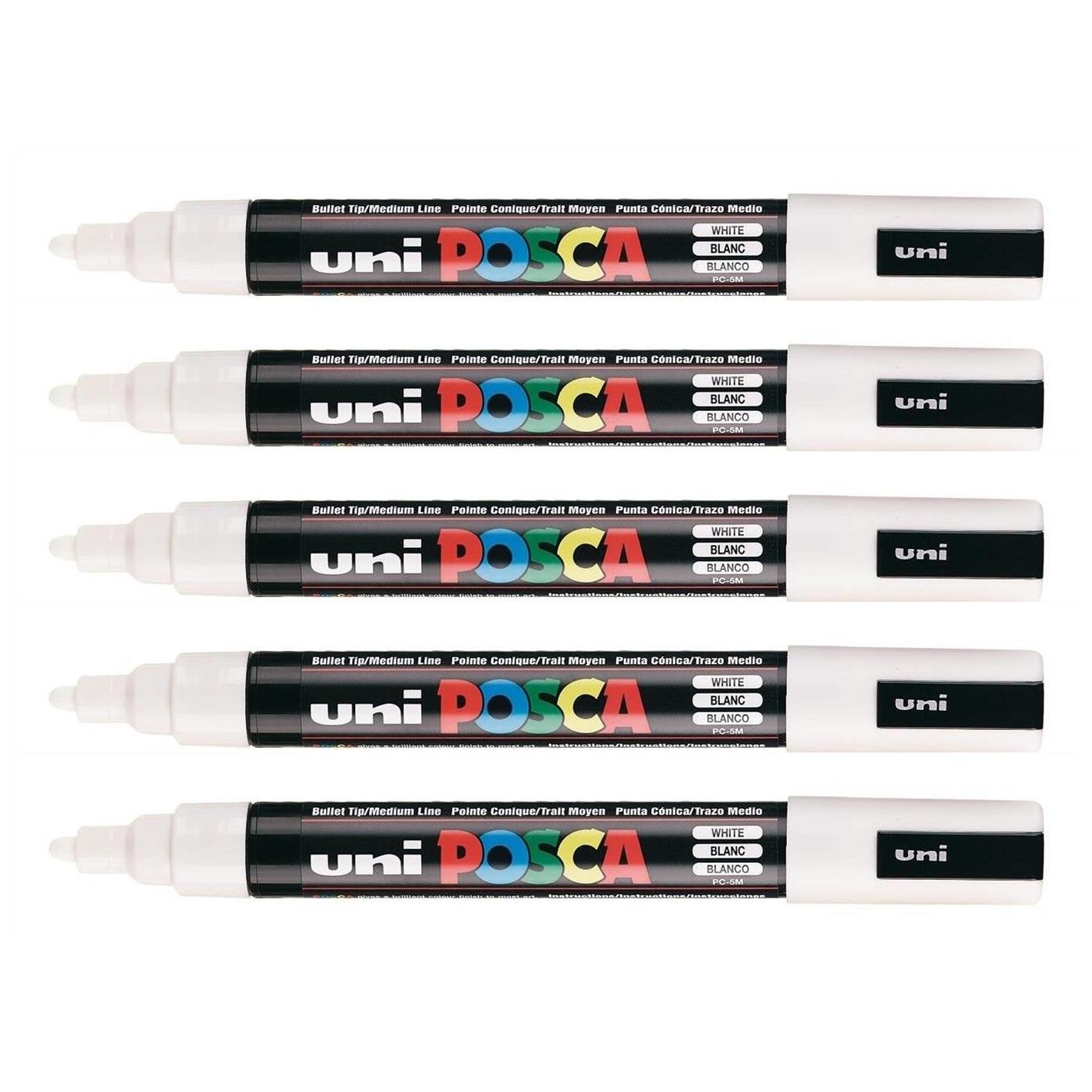 Posca PC5M lot de 5 marqueurs noirs pointe conique moyenne 1.8-2.5 mm