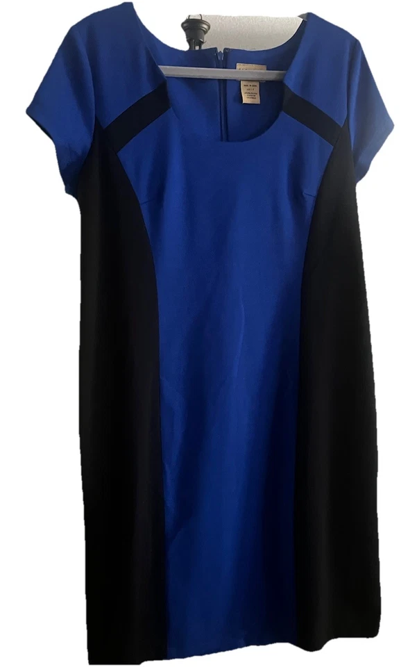 Vestido de Terciopelo Medianoche Adelgazante Color Bloque Manga Tapa Talla 14 Elástico Cobalto Foto 3 de 4