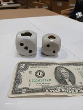 Set Of 2 Vintage 1950's Porcelain Dice Ashtrays Japan