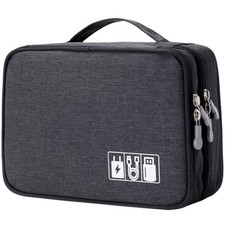 Waterproof Double Layer Electronic Accessories Organizer Bag - Portable Storage