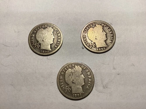 BARBER DIME SEMI KEYS - SET BREAK - 1892, 1892o, 1893 ave. circ. - start at melt