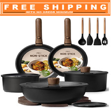 19pcs Pots and Pans Non Stick, Cookware Sets Detachable Handle, Induction Kit..