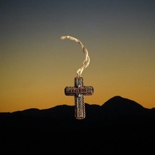 Cowboy Cross Ornament or Pendant Brown Woodgrain Look 2 inches Tall Western Look