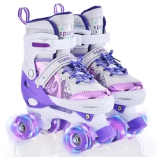 Roller Skates For Girls Boys For Kids 4 Size Adjustable Light Up