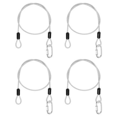4Set 1/8'' Dia 1.6ft Security Steel Cable with Loops Clear + Quick Links