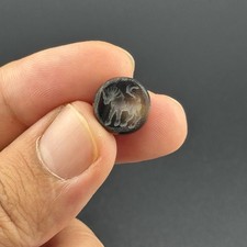 Genuine ancient near eastern banded agate stone intaglio seal bead