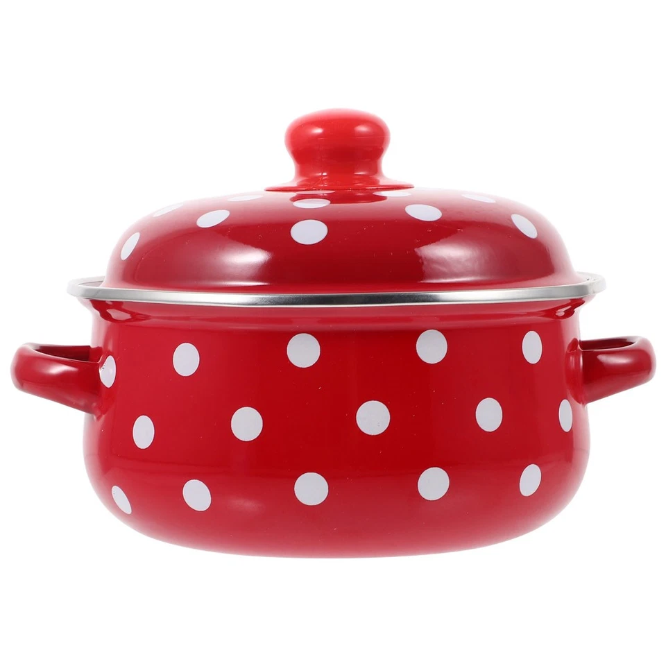  Emaillierter Topf Stieltopf Mit Deckel Emaille-Kochgeschirr Kochtopf - Bild 3 von 4