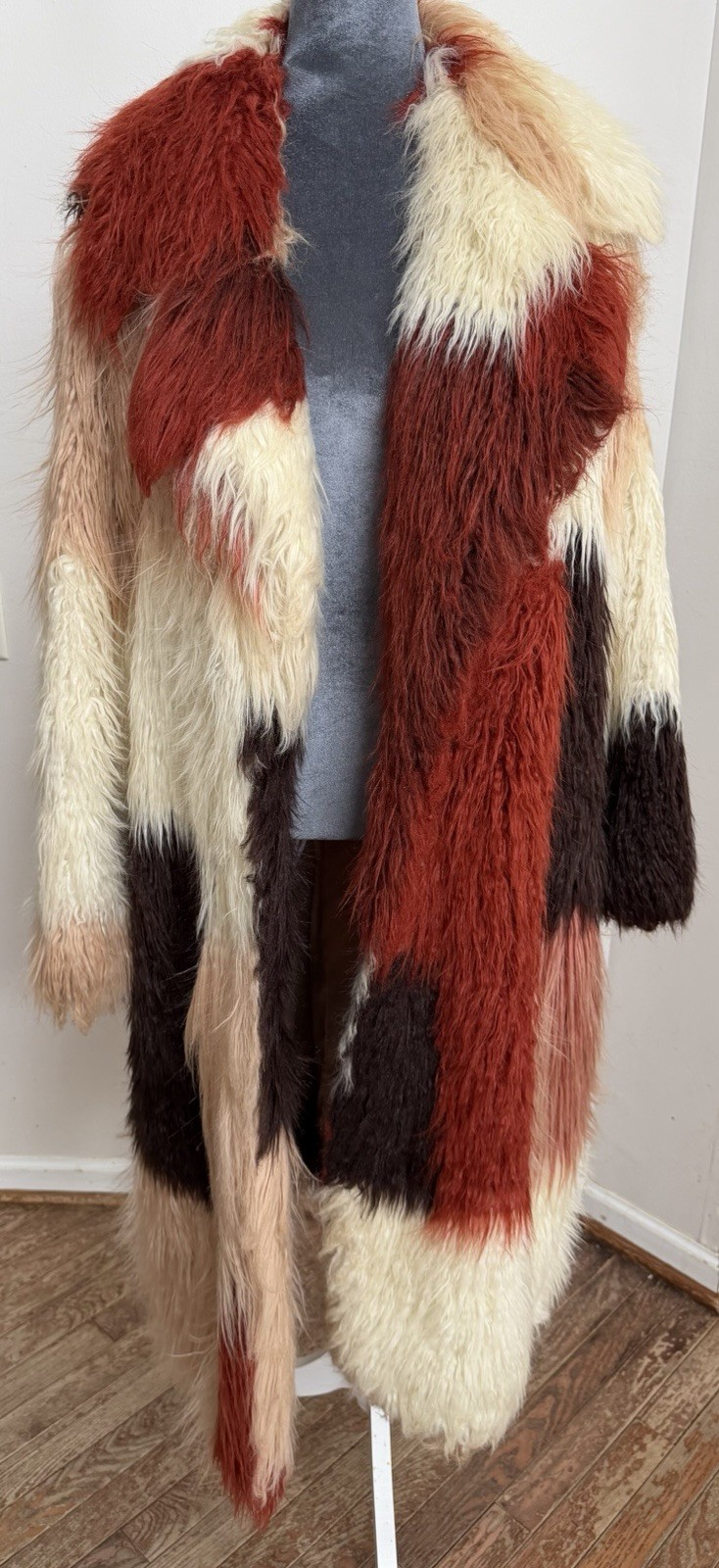 Patchwork Color Block Multicolor Mongolian Faux F… - image 8