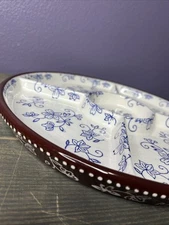 Chip And Dip Spread Plate Floral Lace-Blue by TEMP-TATIONS