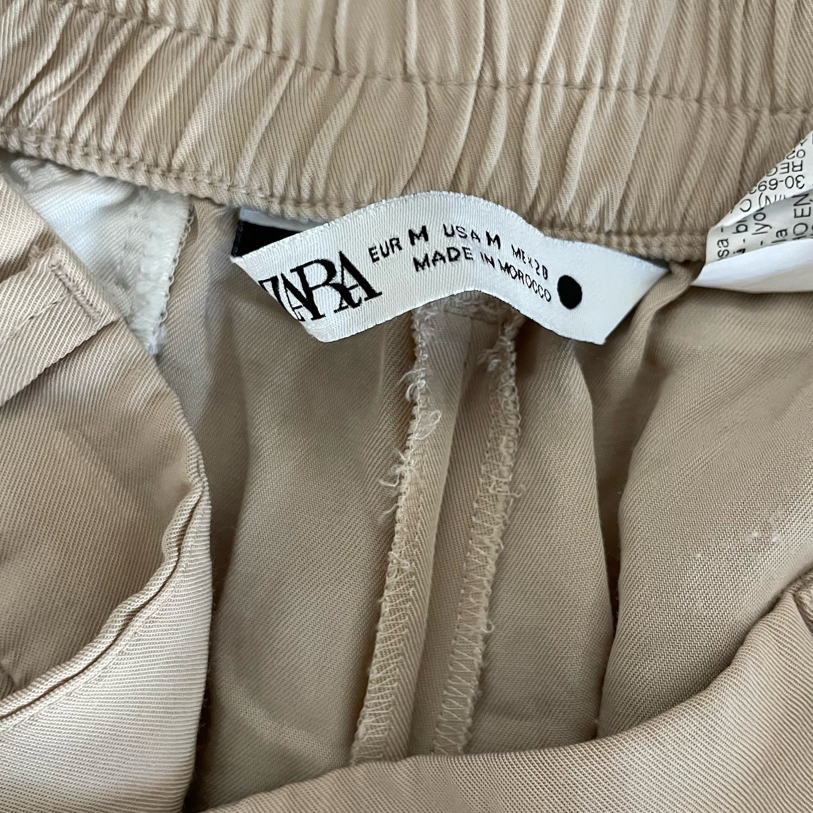 Zara Chino Shorts Beige Lyocell Flat Front With Pockets Size M thumbnail 6