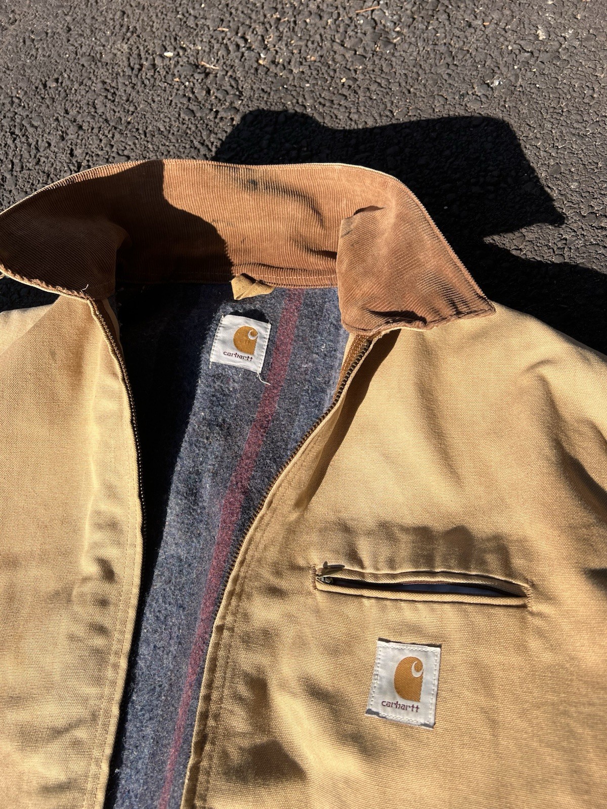 Vintage Carhartt Duck Canvas Work Jacket Blanket Lined Brown USA Made XL thumbnail 2