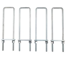 14" Square 5/8"-11 U-Bolt Kit with Tie Bars, Hex Nuts  Split Lock Washers