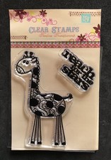 Giraffe reach for the stars phrase sentiment Prima small clear craft stamp set