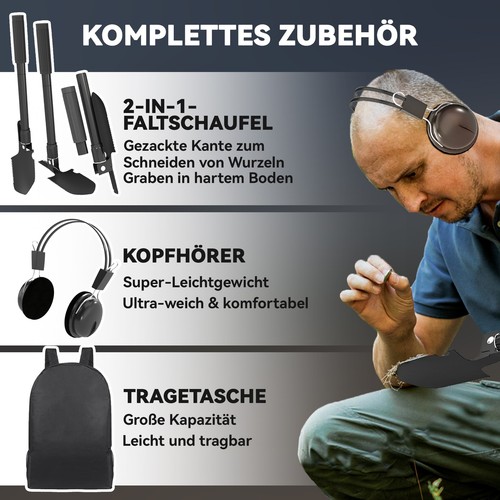 Metalldetektor für Erwachsene 5 Modi Tragbar Ortungsgerät mit Alarm Spule - Bild 9 von 10