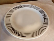 3# Corelle Optic Dinner Plates 10 1/4" Black & White Pattern Corning Retired