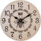 Wall Clock Bee Crown 34cm Farmhouse Rustic Wood Round Home Living Room Kitchen