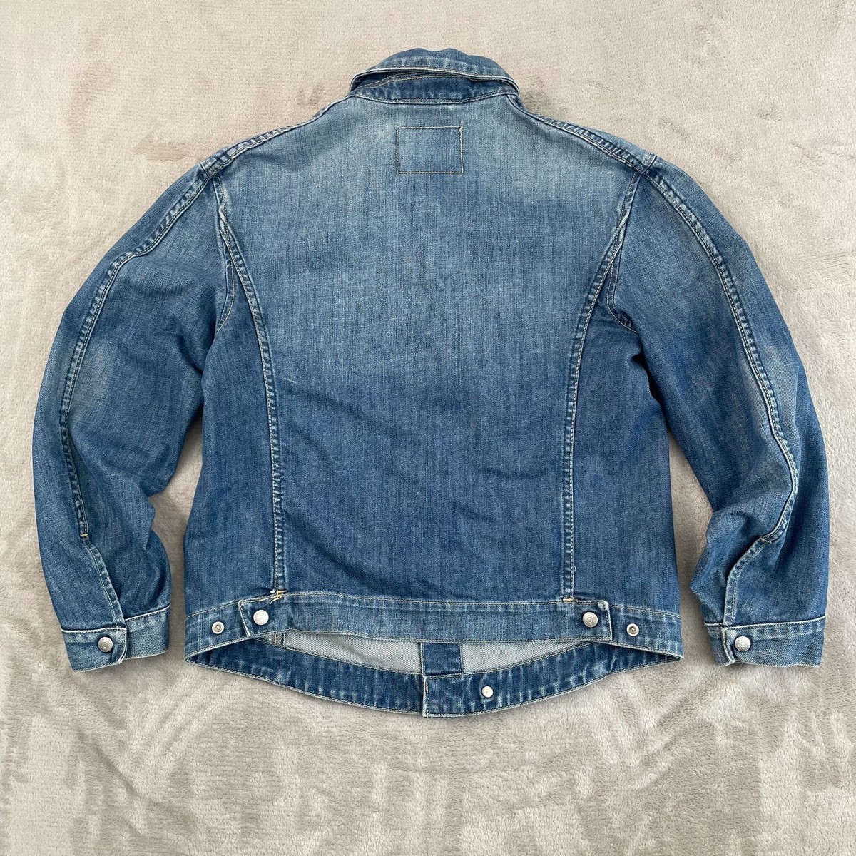 Vintage Levi's Engineered Jacket Men Medium Blue Washed Denim Red