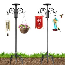 Double Shepherds Hooks for Outdoor Heavy Duty, Adjustable Shepherds Hook, 2 P...