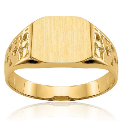 10K massiver Gelbgold filigraner klassischer Siegelring 4mm Band poliert, satiniert,