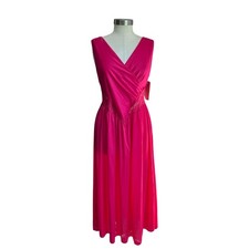 VTG Vandemere Hot Pink Lace Nightgown Romantic A Line Slip Dress L