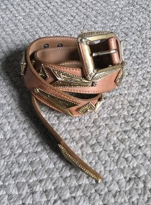 LEATHEROCK Copper Belt Silver and Gold Buckle Leatherock Belt Metallic Copper Leather Gold Buckle Glitzy  main image 4