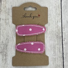Handmade Girls Embroidered Hair Clips Barrettes pink polka dots