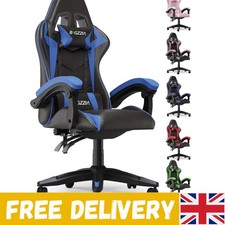 Image of Ergonomic Gaming Chair in Purple Blue with Lumbar Support & Reclining Feature