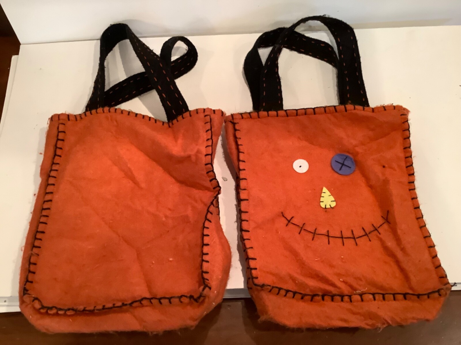 Vintage Halloween Candy Bags Felt Lot of 2 Pieces Jack O Lantern