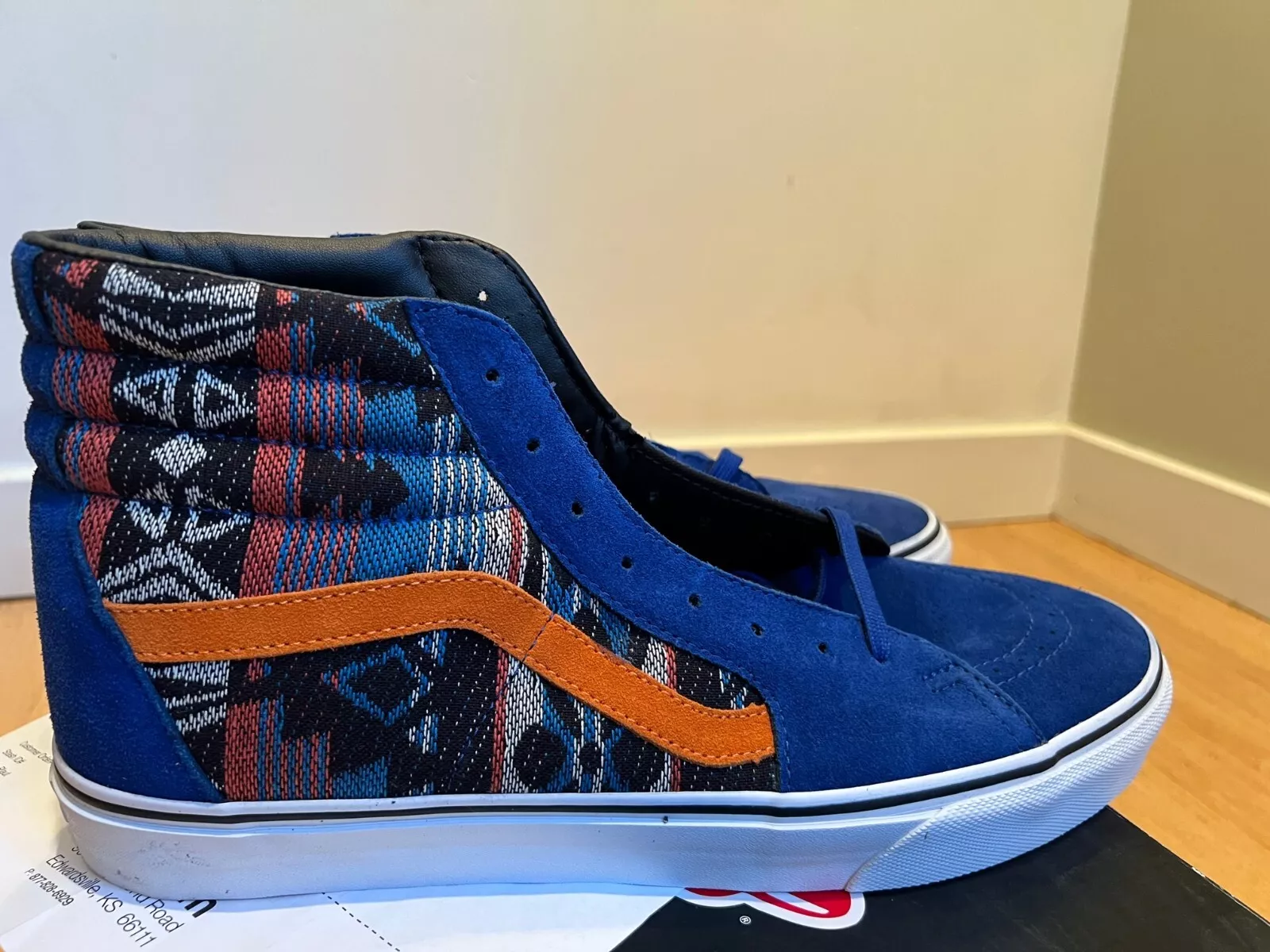 2013 Vans Sk8 Hi (suède/inca) True Blue Orange Knicks Supreme Team taille 13