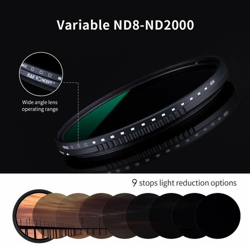 K&F Concept ND8-ND2000 Lens Filter 40.5/49/52/55/58/62/67/72/77/82m VariableNANO - Picture 48 of 73