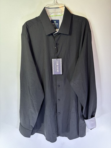 Tom Baine Performance Slim Fit Black Wrinkle Free Stretch Shirt Size XXL 2XL NWT