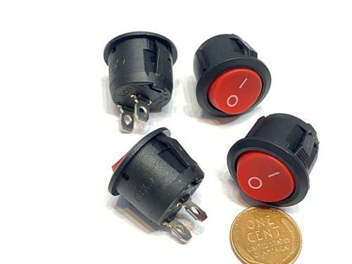 10 x On/Off Switch red Round Rocker 12V 6v DC 3/4