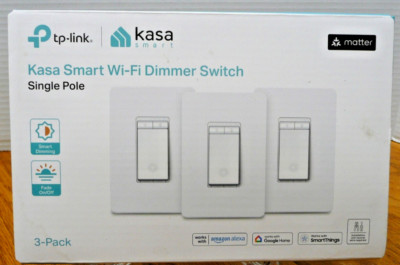 Kasa Smart Wi-Fi Dimmer Switch Single Pole, 3 Pack Siri, Alexa or Google Control