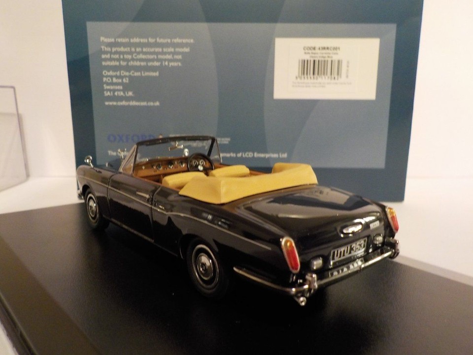 ROLLS ROYCE CORNICHE, INDIGO BLUE, MODEL CAR 1:43 SCALE OXFORD 43RRC001
