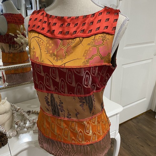 Jean Paul Gaultier Silk Patchwork Blouse Vintage 1990s Sz 8 Y2K Abstract - Picture 2 of 12