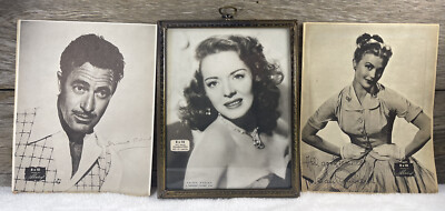 VTG 8x10 Metalcraft Bronze Tone Photo Frame 3 Paramount Movie Stars Maroon Back