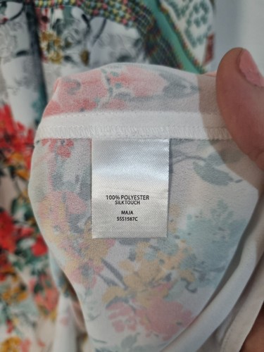 SEVEN SISTERS size 2 colourful floral round neck keyhole 3/4 balloon sleeve - Picture 3 of 6