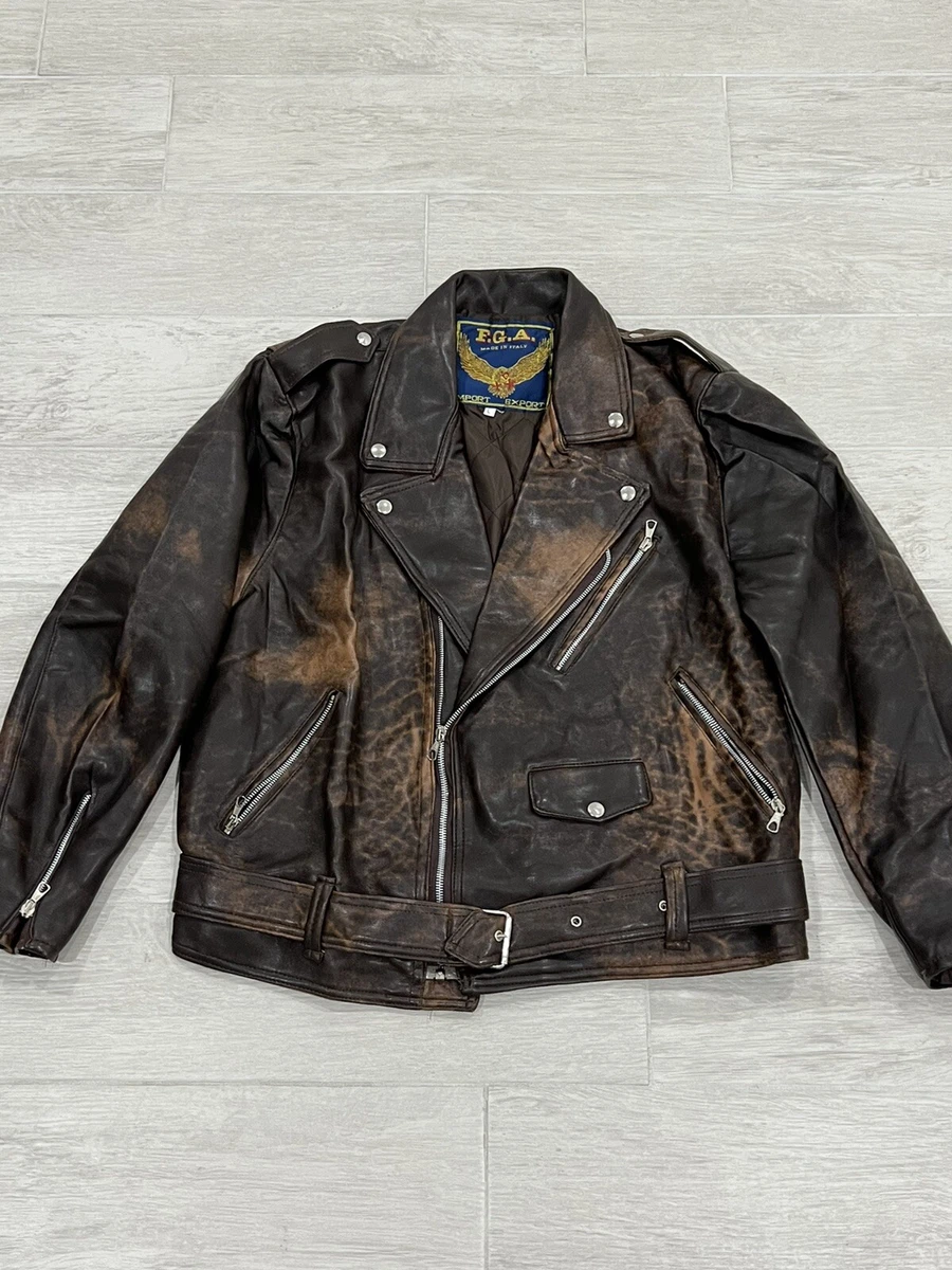 Vintage 90s US Air Force Faux Leather Moto Biker Jacket Made In 