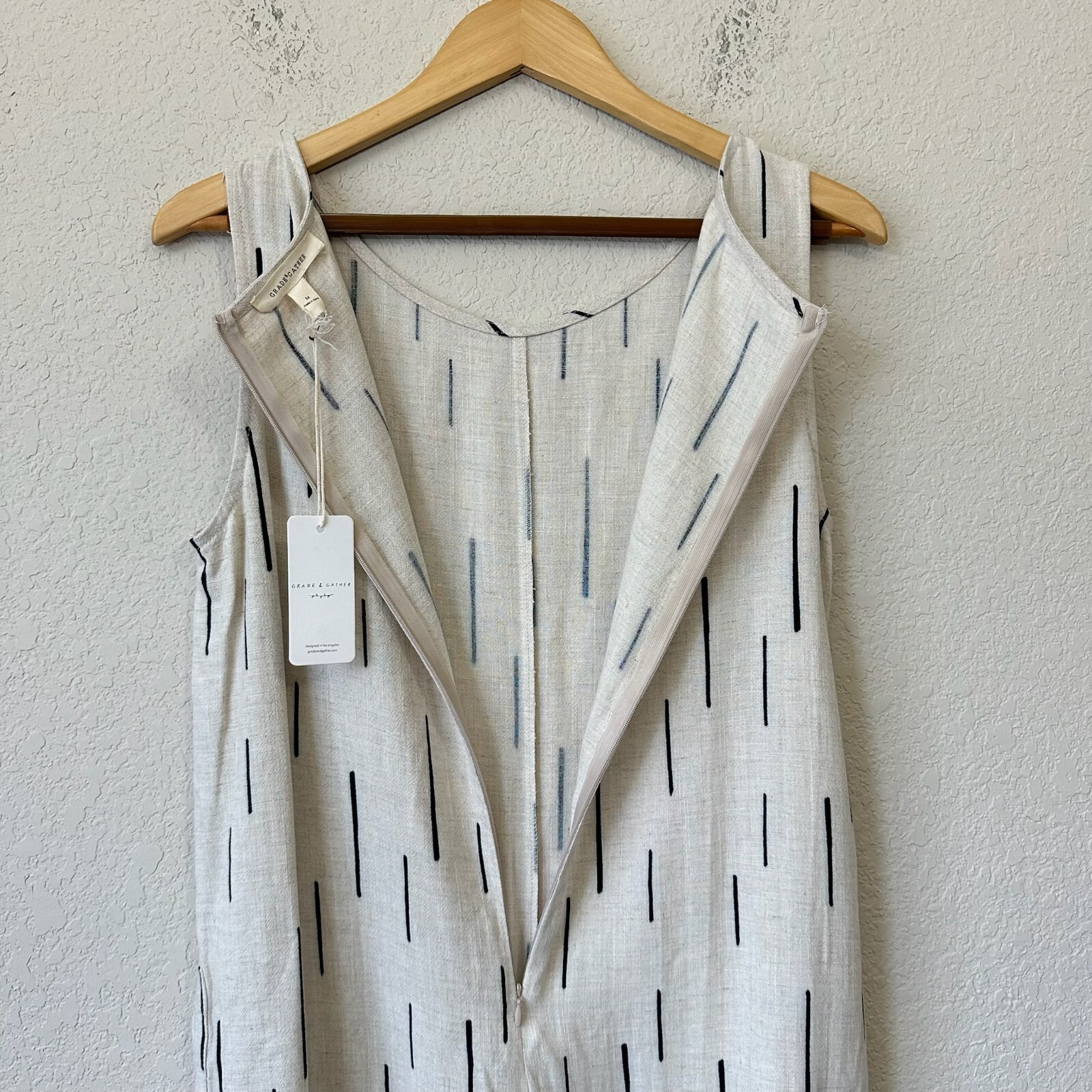 GRADE & GATHER Printed Rain Pocket Romper Womens Sz M Ivory Summer Beach NWT