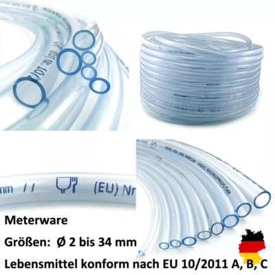 PVC-Schlauch Aquariumschlauch Luft - Wasserschlauch transparent klar Ø 2 - 42 mm