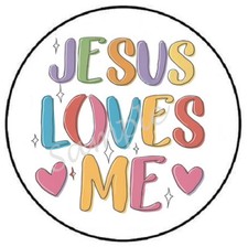 JESUS LOVES ME ENVELOPE SEALS LABELS STICKERS PARTY FAVORS