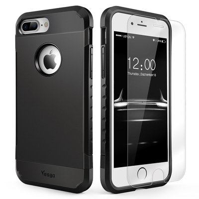 iPhone 7 Plus Case Shockproof, Slim Anti-Scratch Protective Kit with [Tempered G