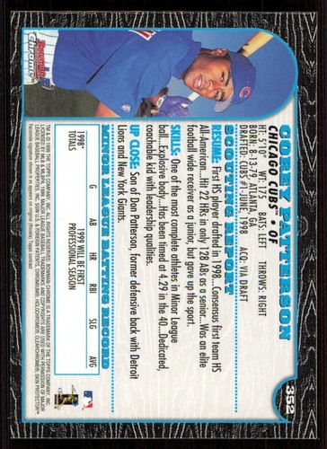 1999 Bowman Chrome #352 Corey Patterson RC - Picture 2 of 2